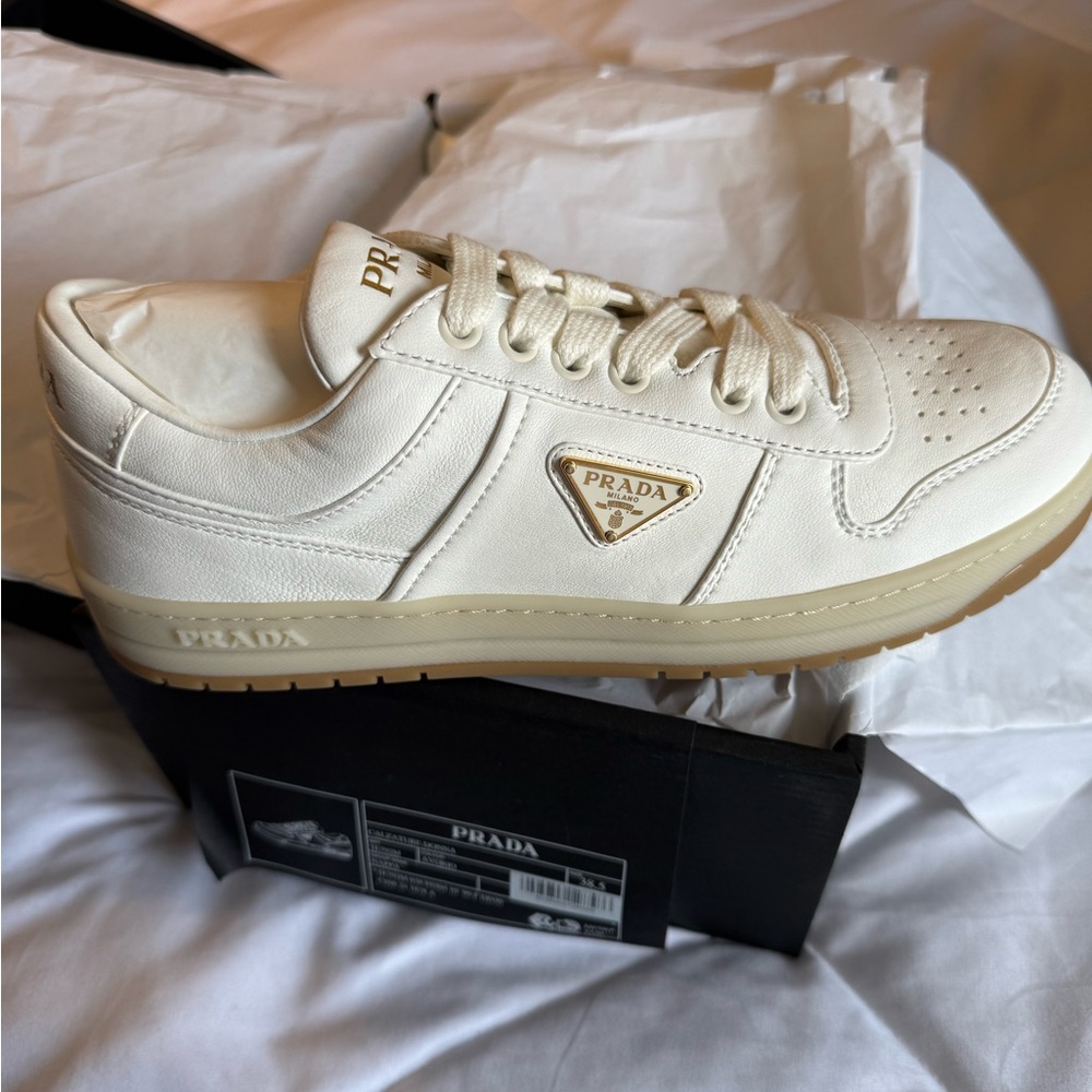 Prada Cream Athletic Shoes with Textured Upper